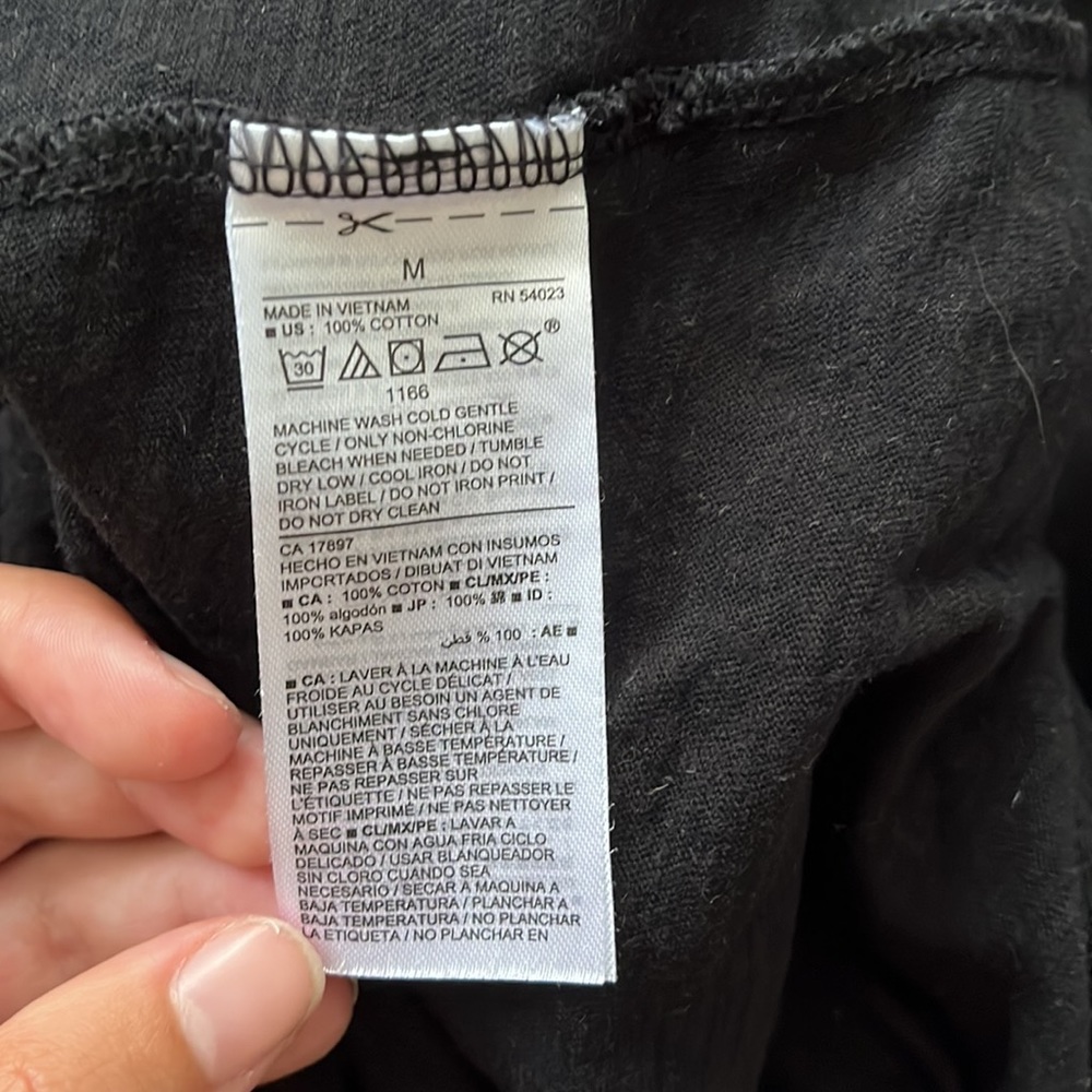 Old Navy Black Short Sleeve with White Stripes M - Picture 4 of 4